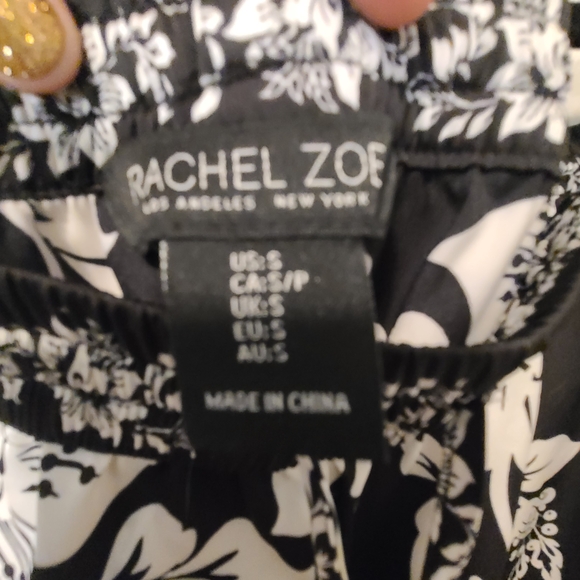 Rachel Zoe Black and White Floral Wide Leg Pants - Picture 7 of 10